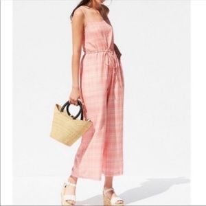 Urban Outfitters Wide Leg Gauze Jumpsuit Plaid